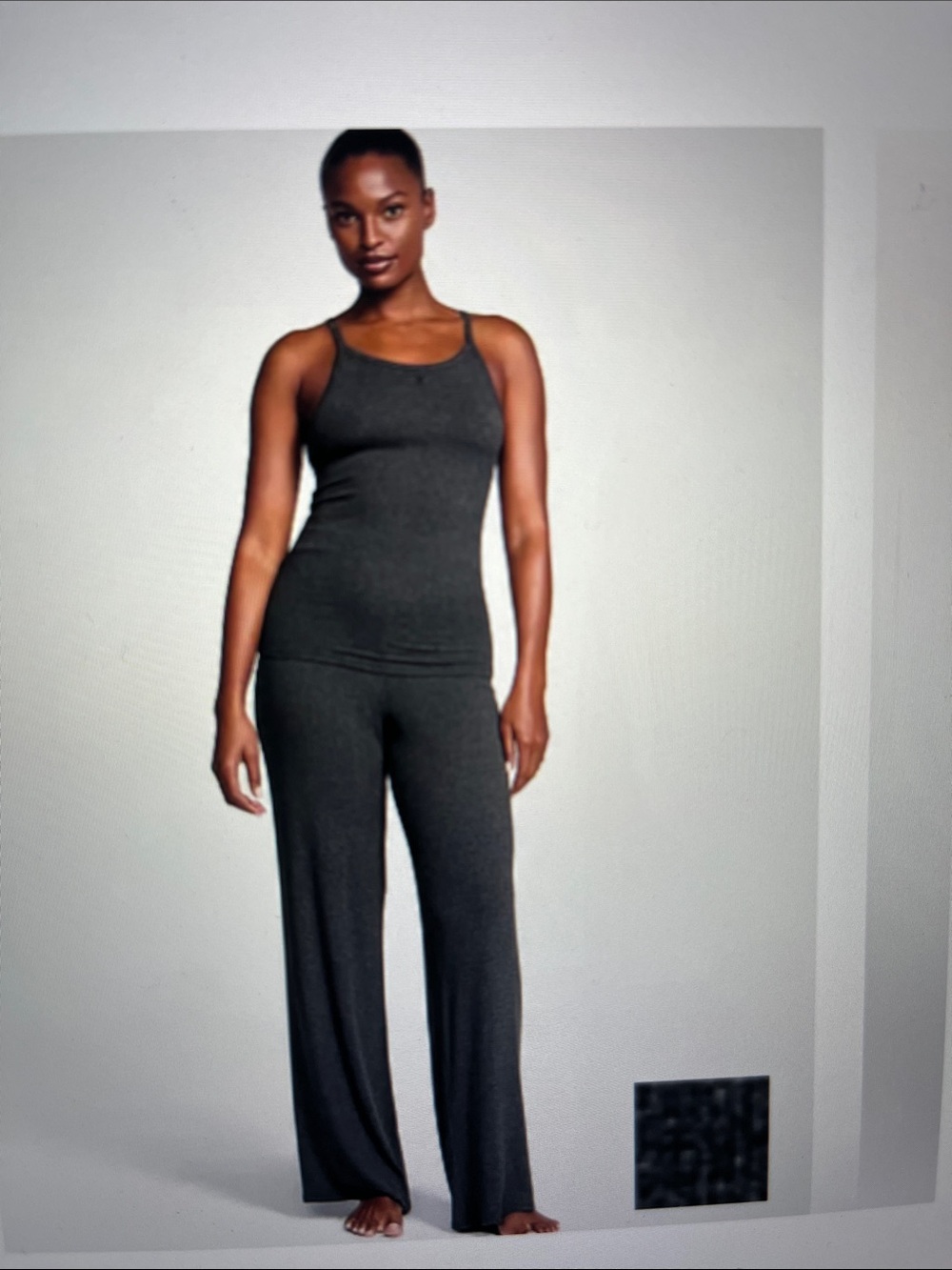 Charcoal Grey Ribbed Tank & Wide-Leg Lounge Set nwot